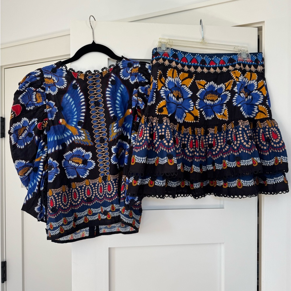 FARM Rio toucans skirt and blouse